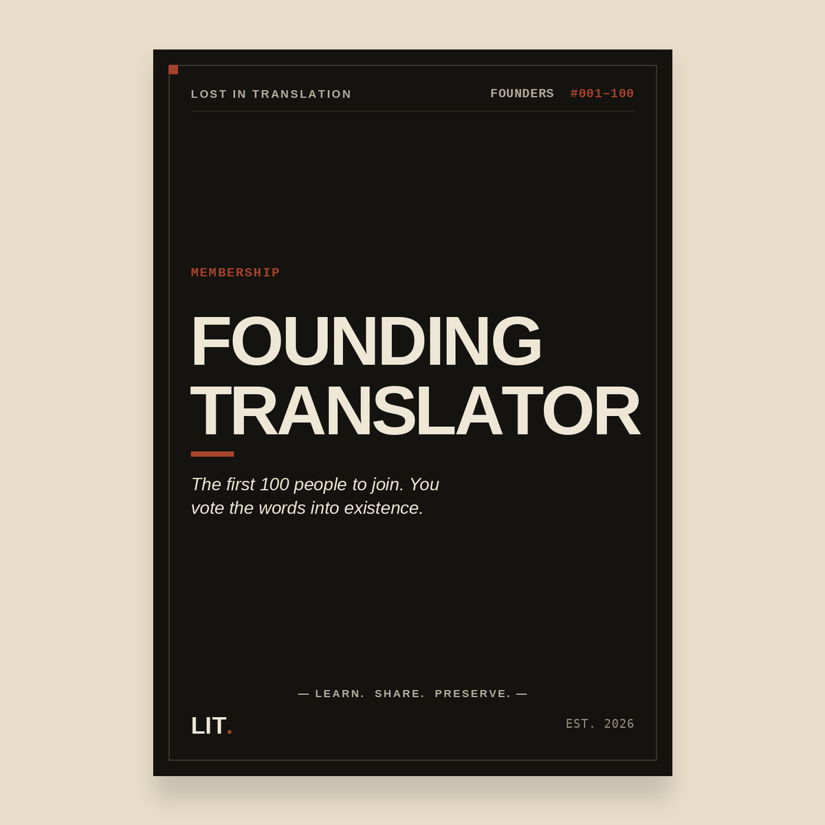 Founding Translator Membership